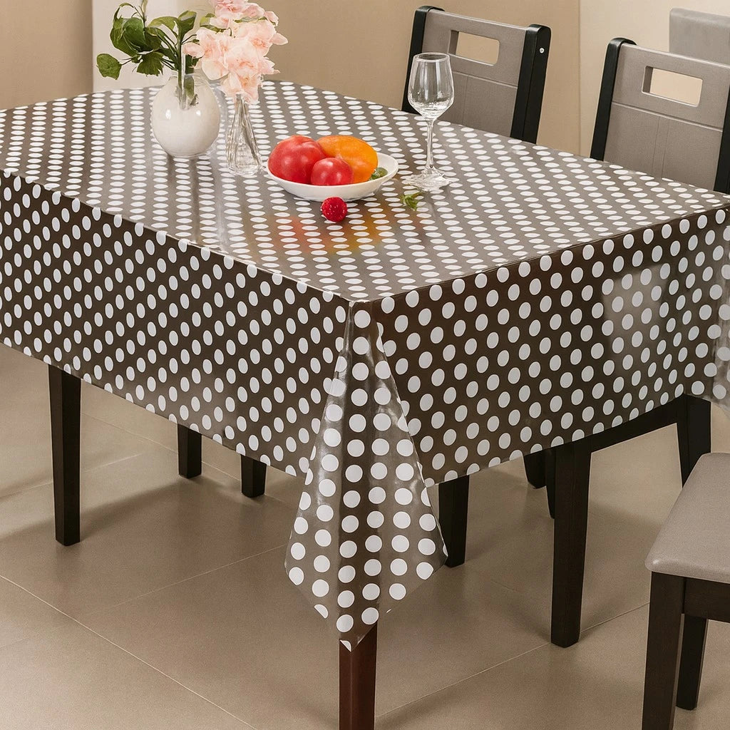EB Home Tablecloth Clear Transparent & White Dots Protector (100% PVC)