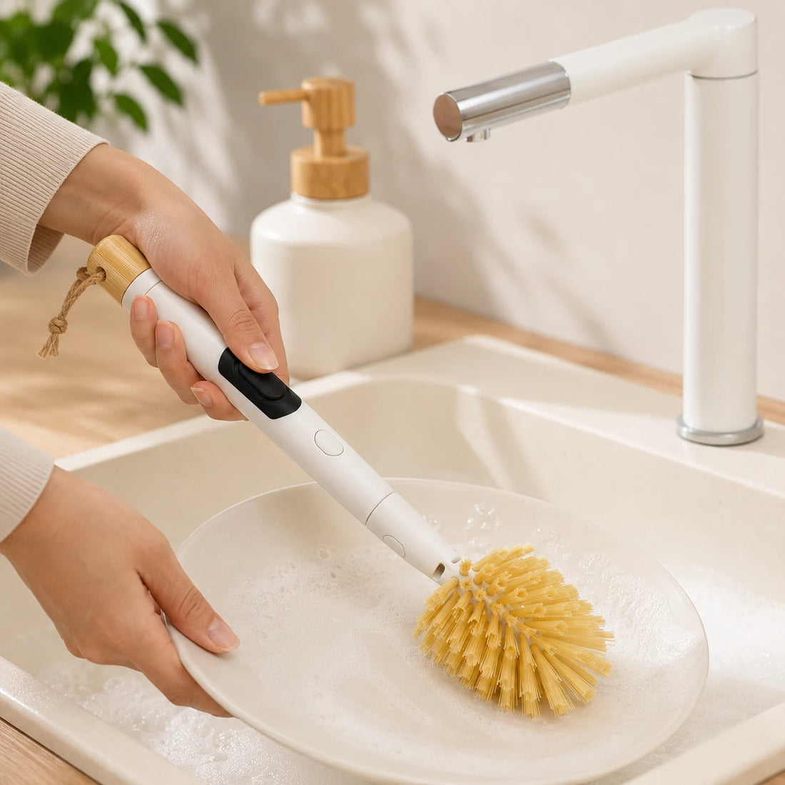 Dish Washing Brush Soap Dispensing Cleaning Brush Kitchen Scrubber Brush
