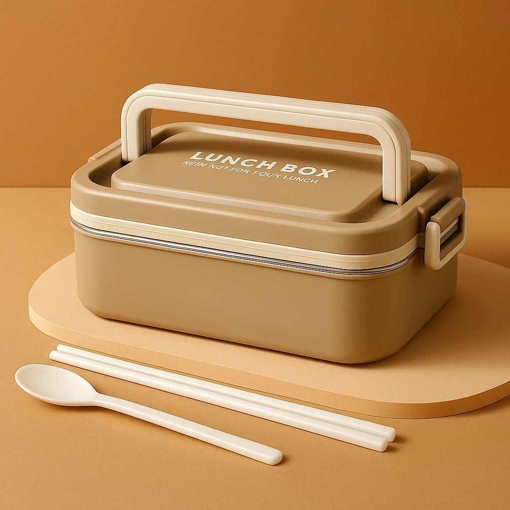 Durable Brown Lunch Box,1000ml Leak Proof Bento Design