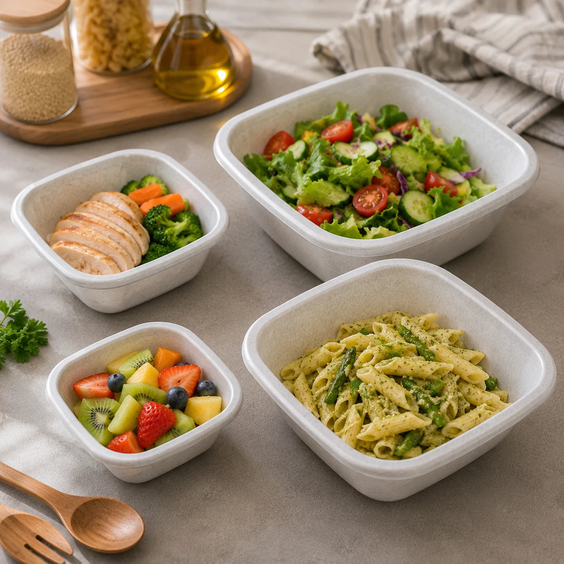 4 Piece Food Storage Bowl Set Nesting Kitchen Mixing & Serving Bowls in 4 Sizes