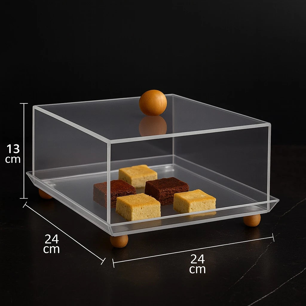 BIG Clear Acrylic Cake & Sweets Display Box – 24 × 24 × 13 cm