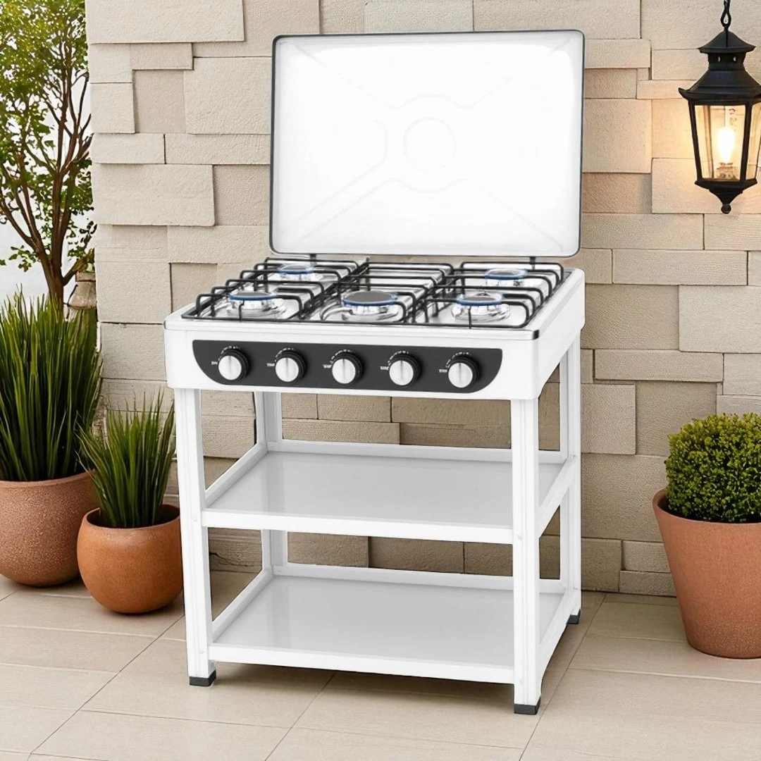 Buy 5-Burner Gas Stove with Storage Shelves SGS-6015-JW – AdawatLB