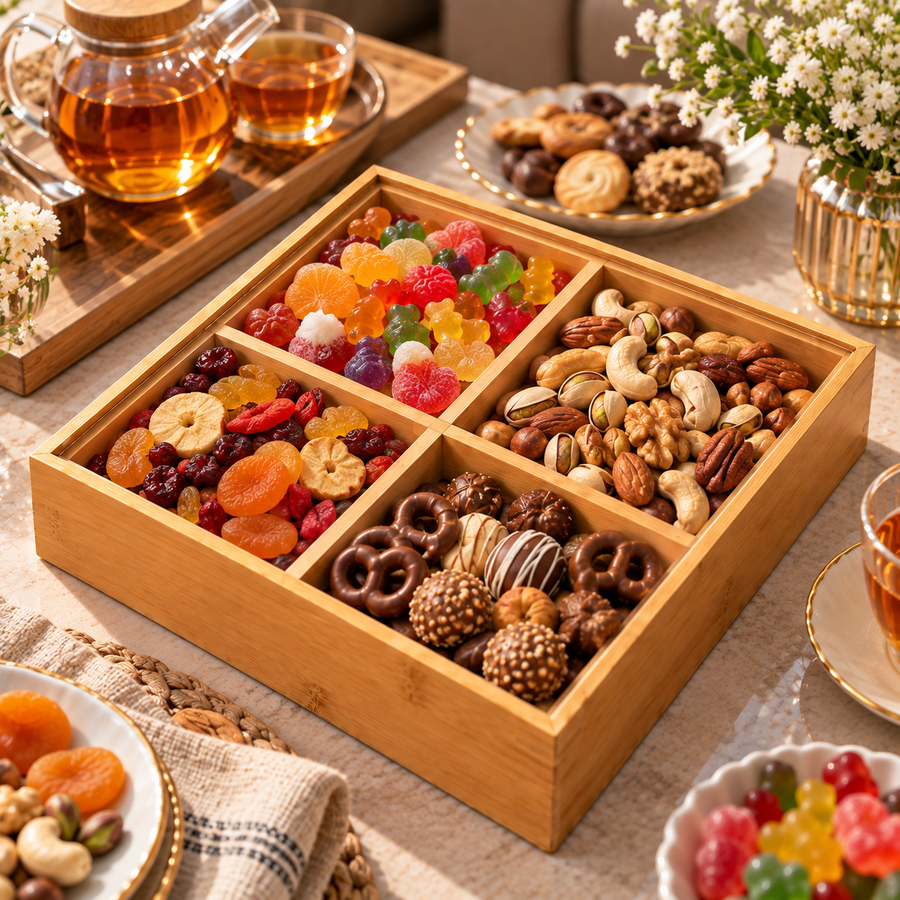 Big Bamboo 4 Compartment Candy Storage Box