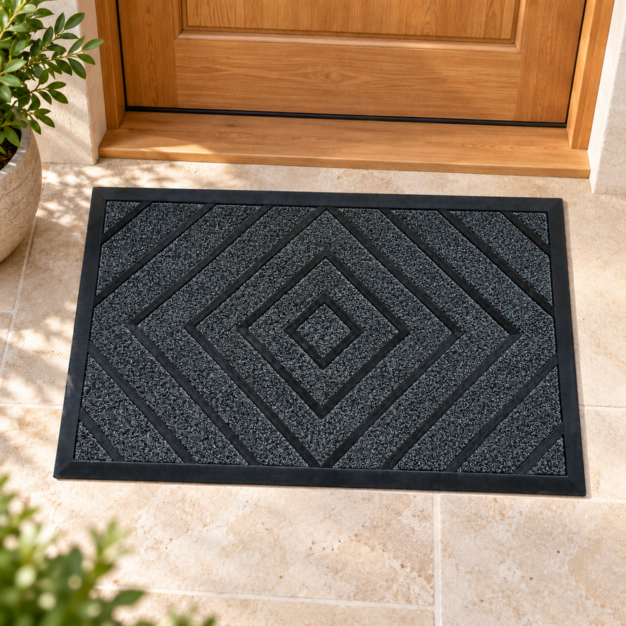 Geometric Textured Entrance Door Mat 74.5 × 45 cm