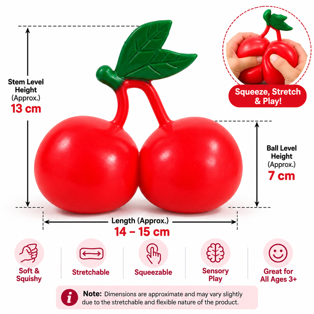 Large Cherry Shaped Elastic Squishy Toy