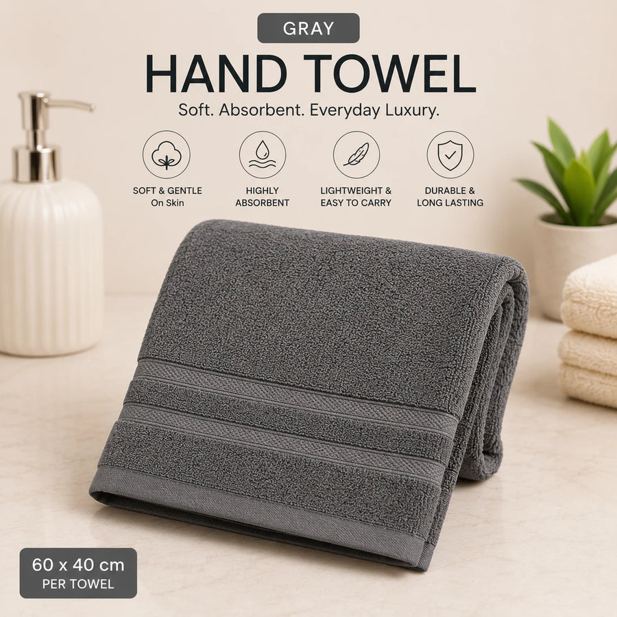 Travel Hand Towel Soft Cotton Absorbent Bathroom Face Towel 60x40 cm