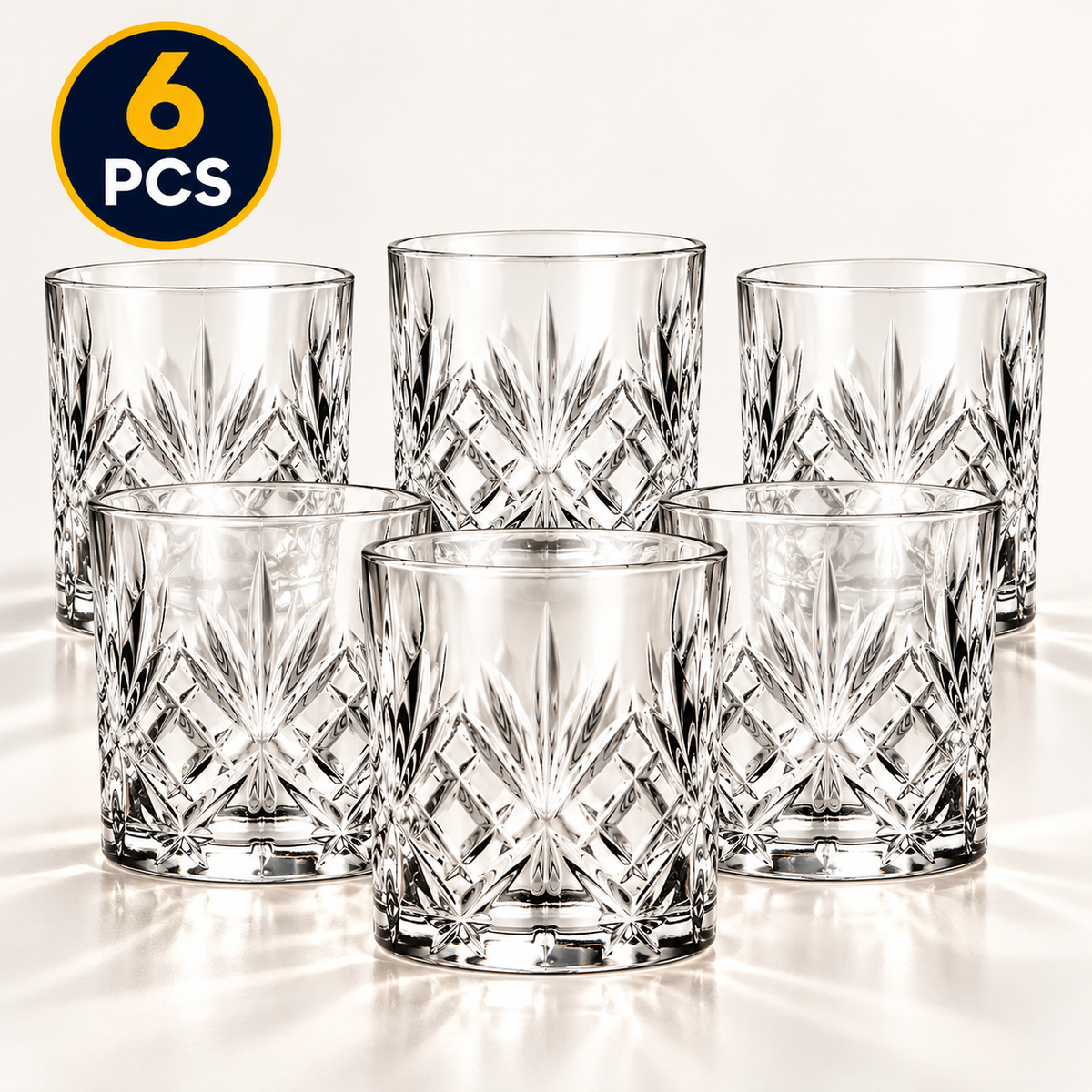 6 Piece Crystal Look Glass Tumbler Set 340 mL