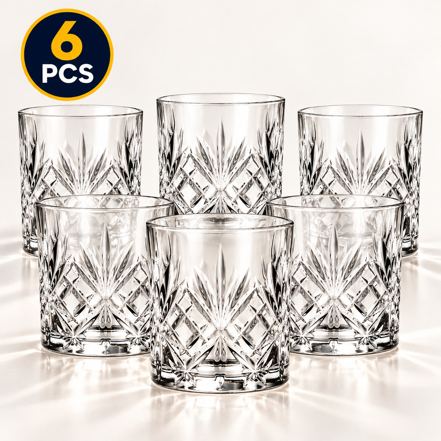 6 Piece Crystal Look Glass Tumbler Set 340 mL