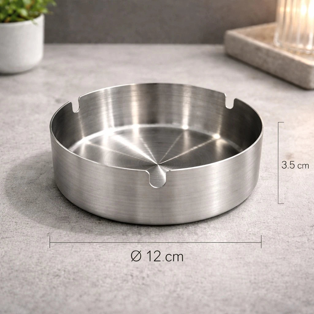 Stainless Steel Ashtray Round Cigarette Holder Table Ashtray Durable Metal Ashtray 12 cm