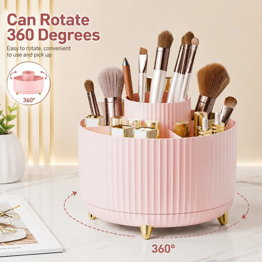 360 Degree Rotating Makeup Organizer Cosmetic Brush Holder Desktop Storage Organizer
