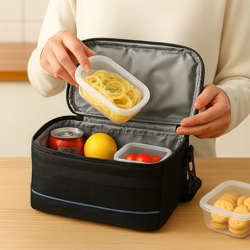 Insulated 2-Compartment Lunch Bag with Bottle Storage