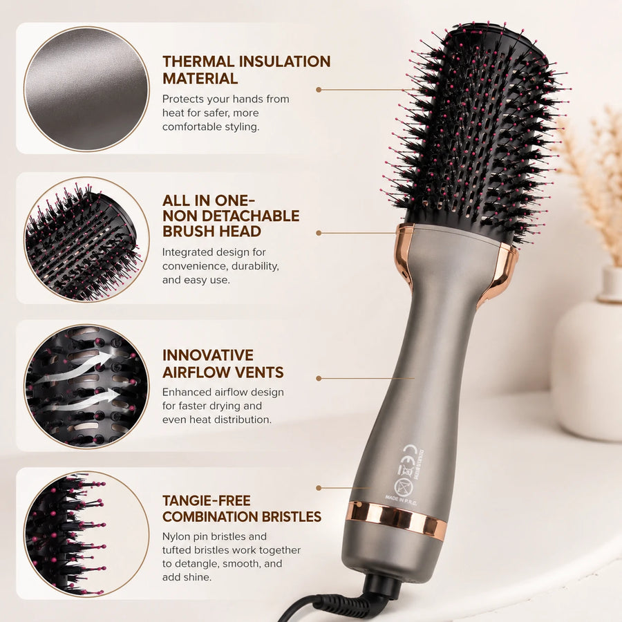 Hot Air Hair Brush Hair Styler & Dryer – One-Step Styling Brush