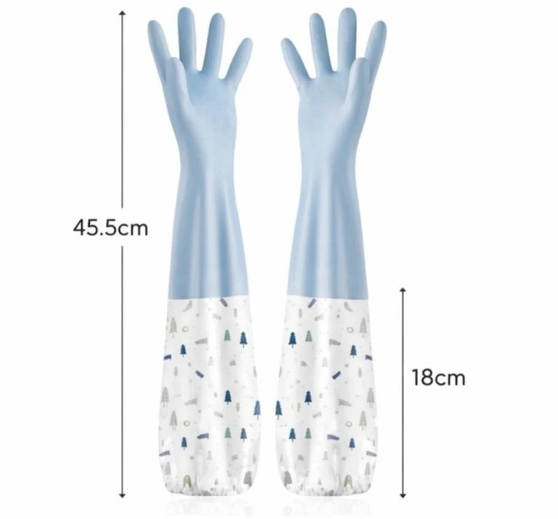 Long Waterproof Cleaning Gloves with Extended Sleeve Dishwashing, Kitchen Cleaning, Sink & Household Protection Gloves