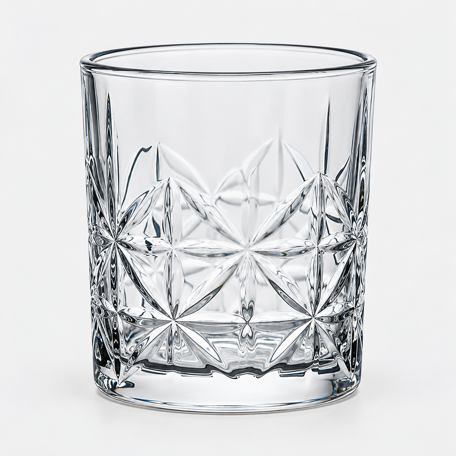 Diamond Pattern Crystal Clear Drinking Glasses Set of 6