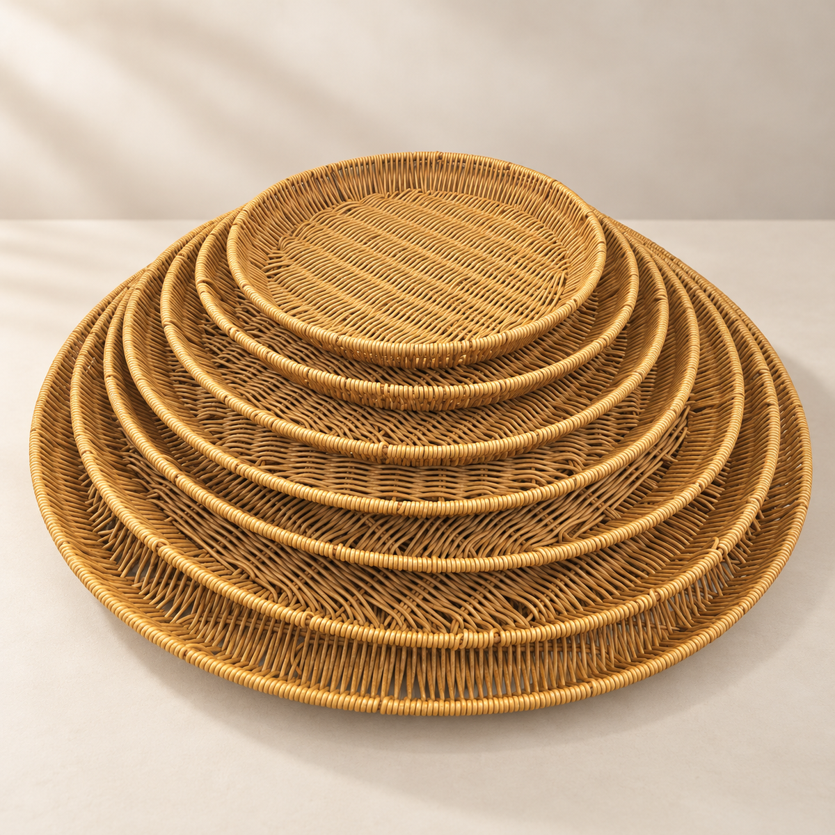 Round Woven Rattan Serving Tray Available in 7 Sizes