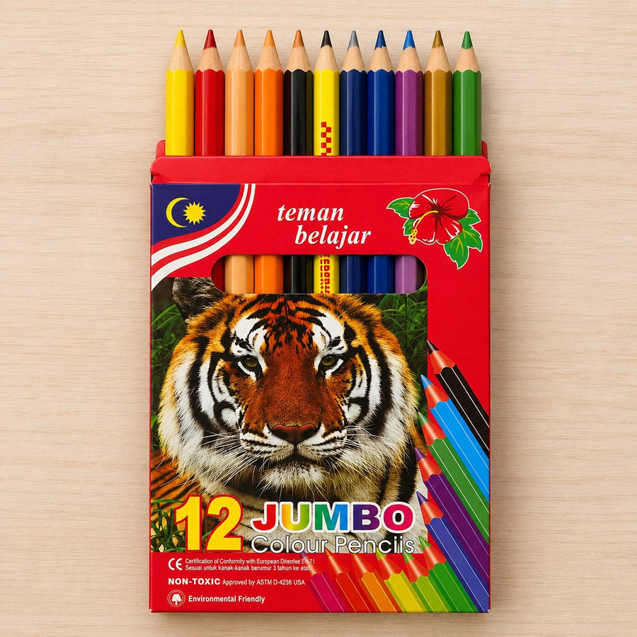 Jumbo Colored Pencils Set of 12 Non Toxic Colouring Pencils for Kids School Drawing Art and Creative Activities