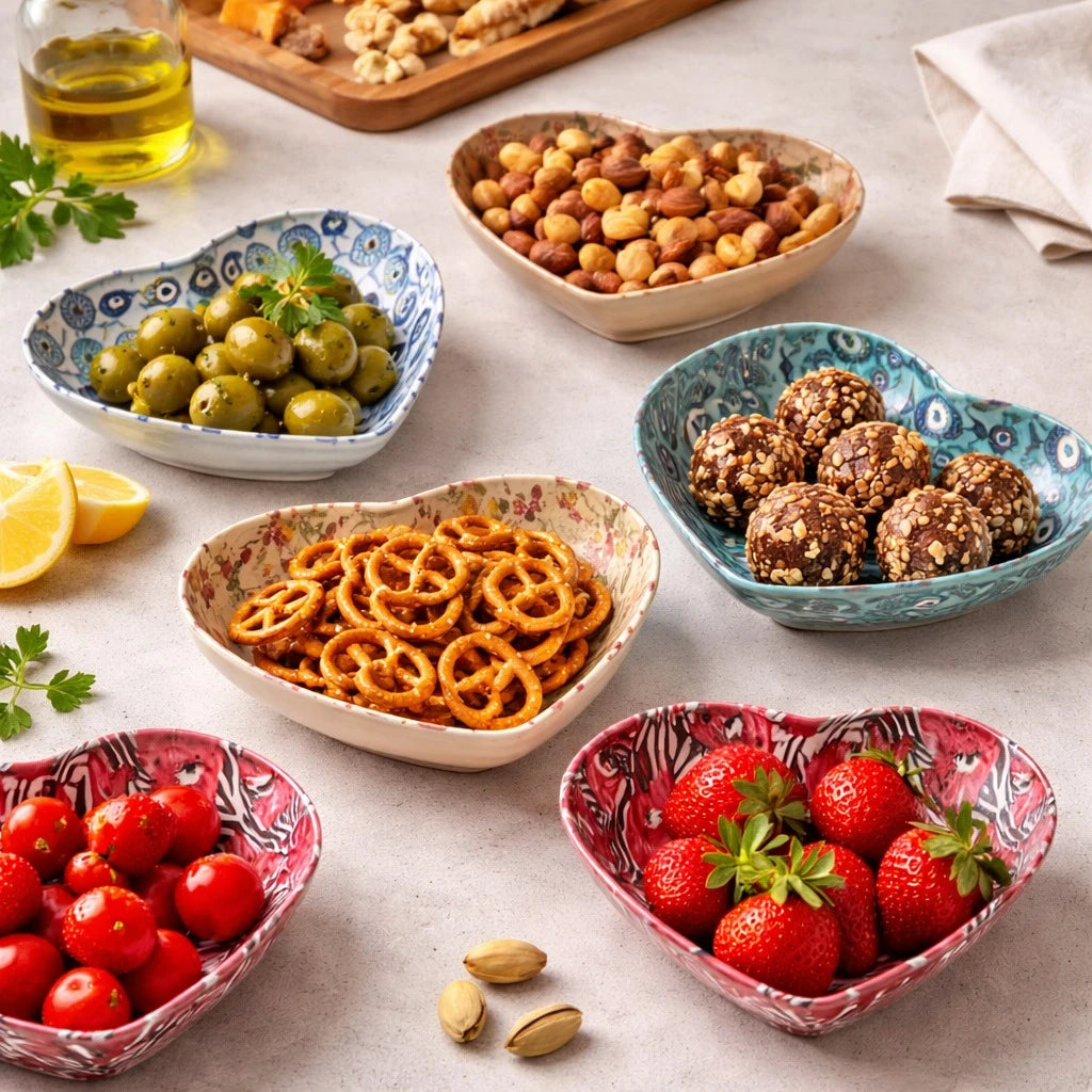 Heart Shaped Bowl Mandala Decorative Pattern Snack Bowl Serving Bowl Dessert Bowl 12 cm Width