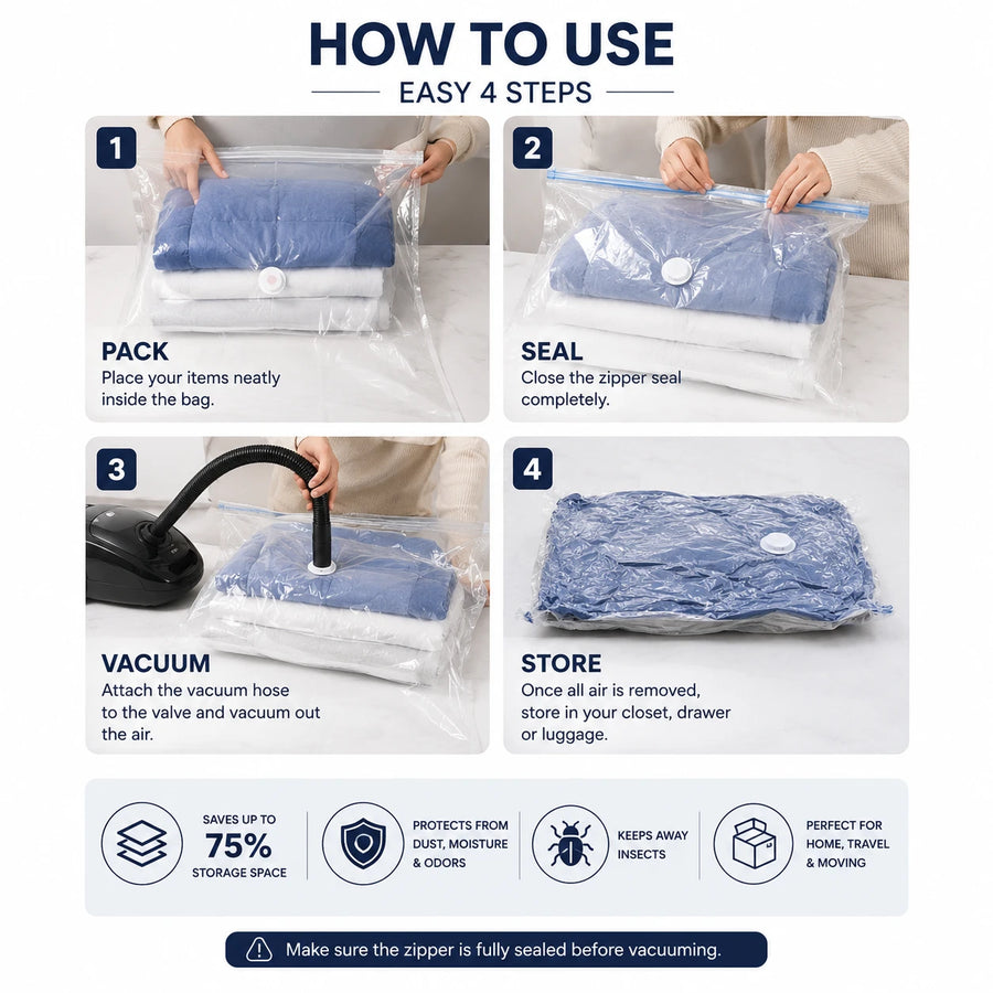 Vacuum Storage Bag Space Saving Compression Bag Clothes Blanket Organizer