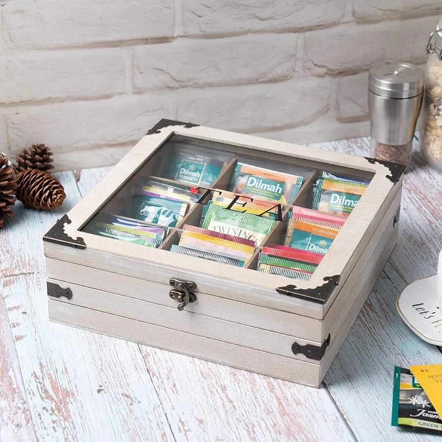 Wooden Tea Box Organizer