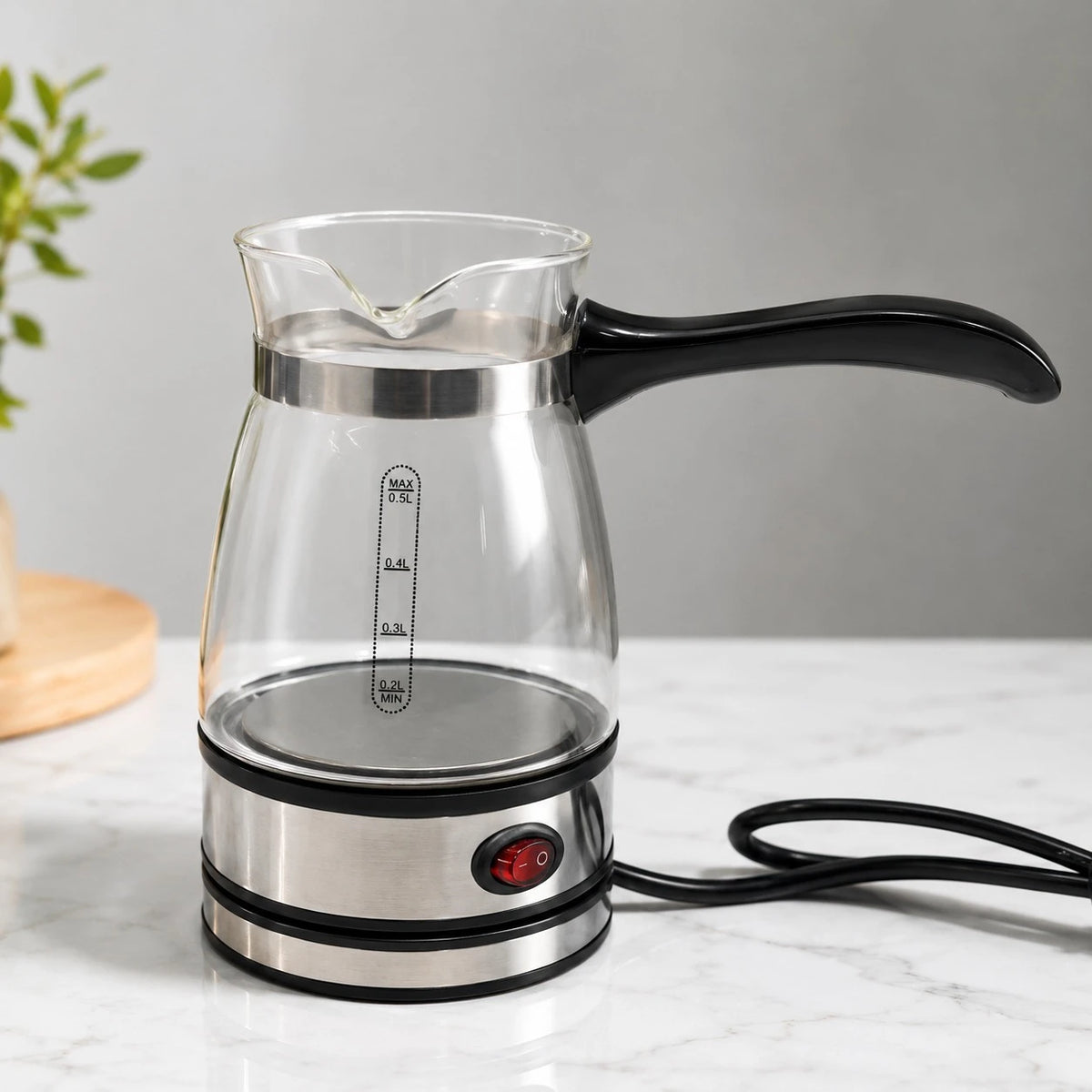 Electric Turkish Coffee Maker Glass Coffee Pot 500ml Stainless Steel Coffee Brewer Coffee Warmer
