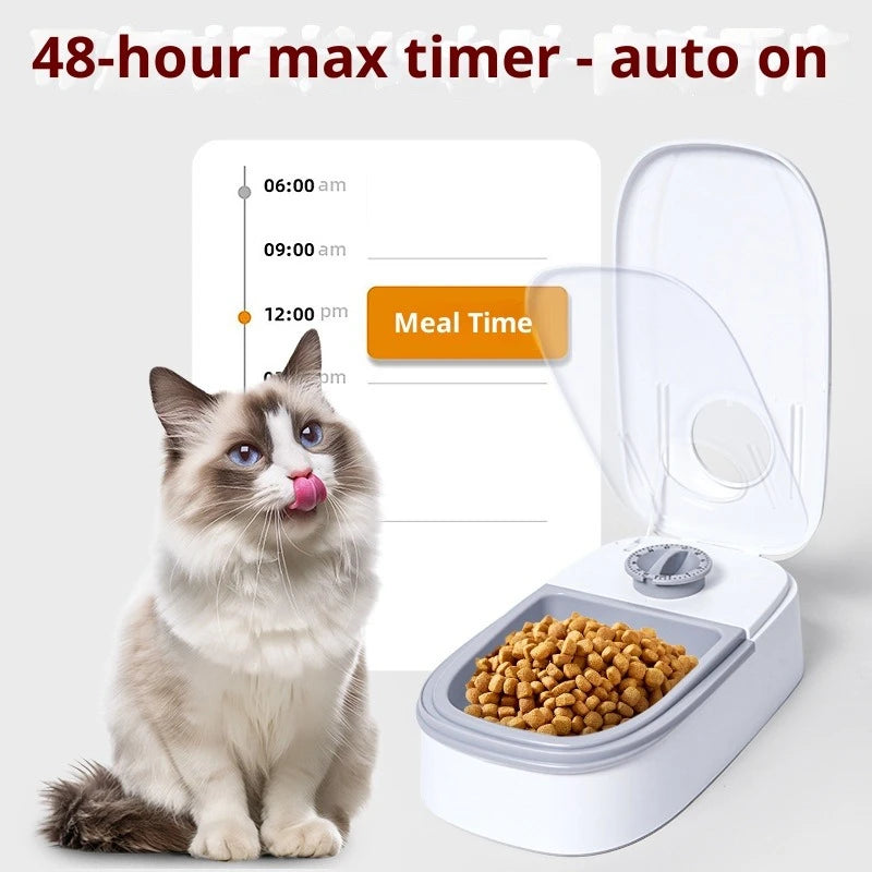 Manual Timed Pet Feeder Bowl for Cats & Dogs – 48-Hour Timer, Detachable Food Tray, Portable Pet Food Dispenser