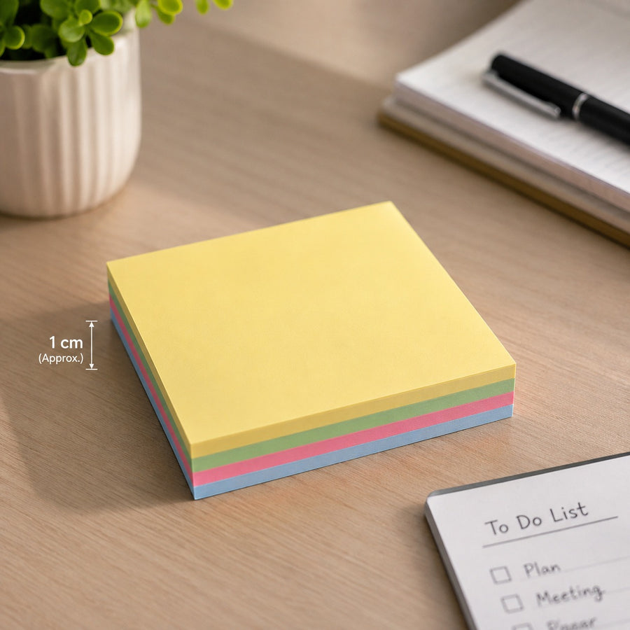 Sticky Note Pad 100 Sheets 4 Colors Self Adhesive Square Notes for Office School Study Reminders and Organization