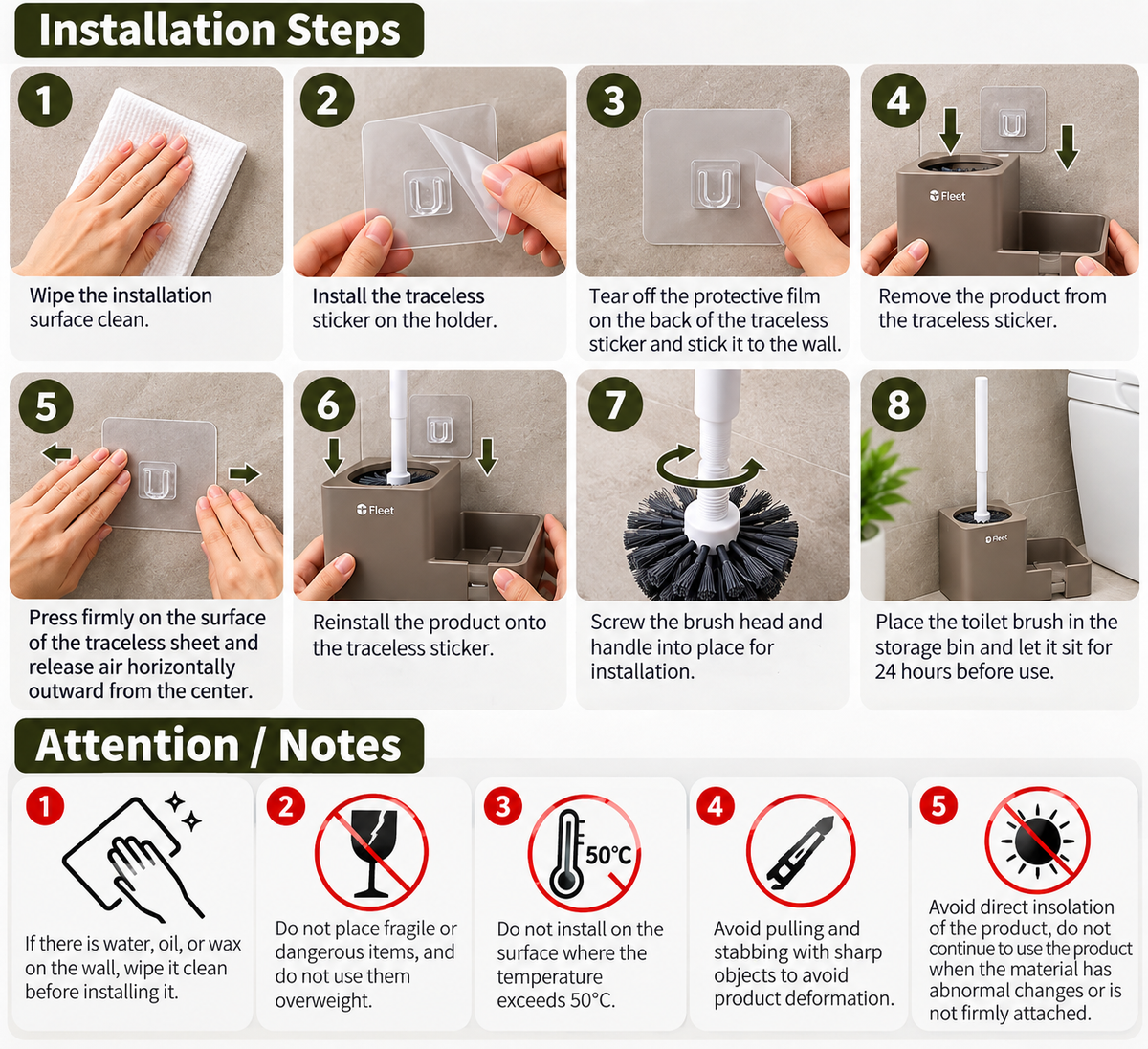 Wall Mounted Toilet Brush Set