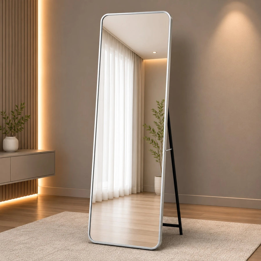 Full Length Floor Standing Mirror Wall Mounted Mirror Aluminum Frame Bedroom Dressing Mirror Home Décor Mirror
