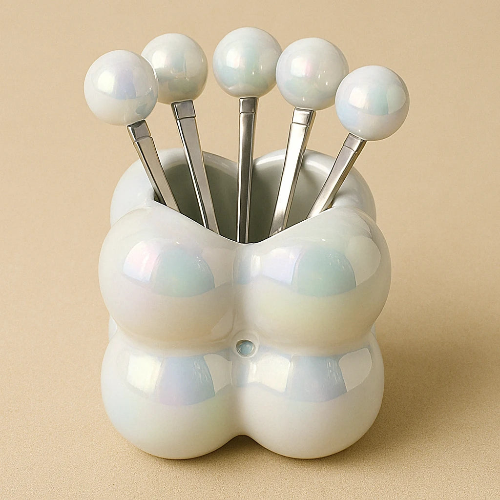 White Bubble Fruit Forks