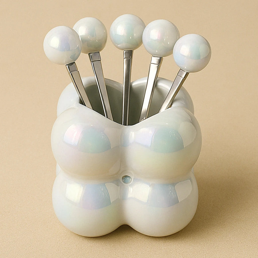 White Bubble Fruit Forks