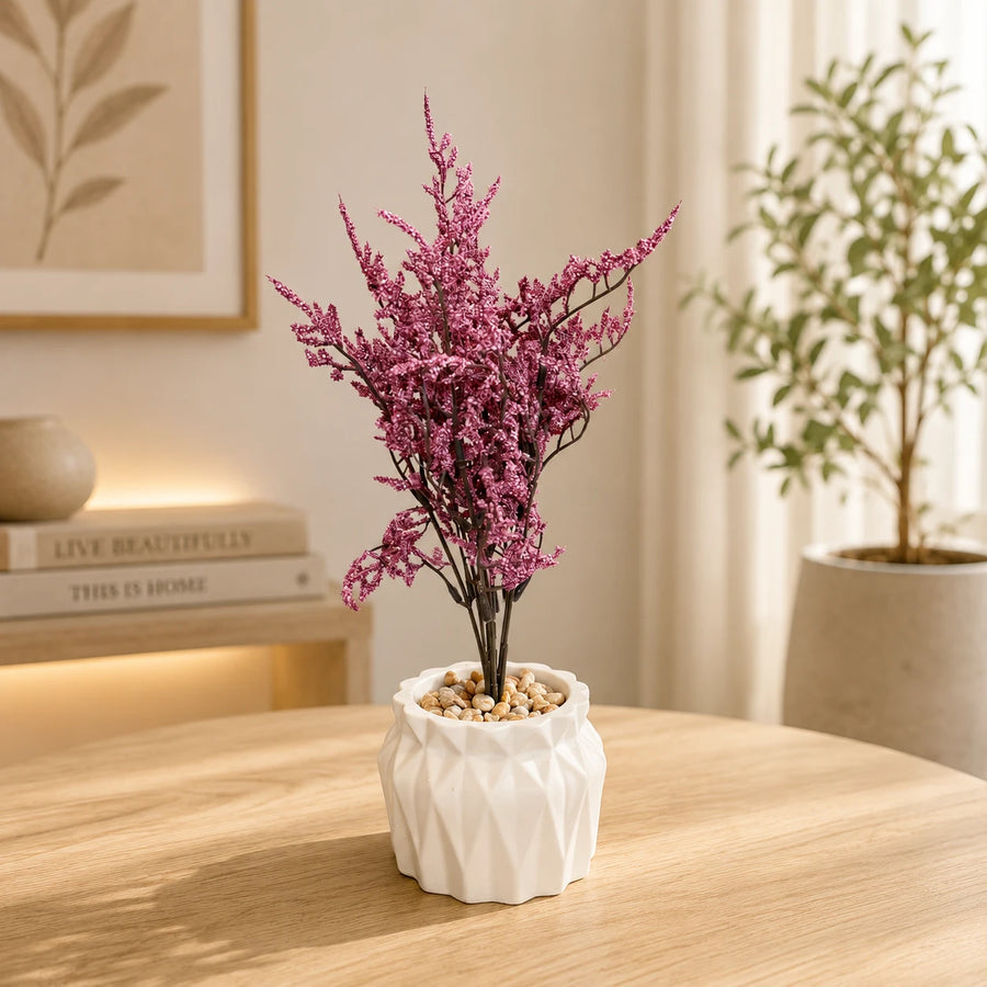 Artificial Lavender Flower Plant Decorative Vase Home Office Table Decor