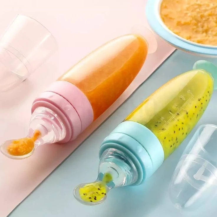 Silicone Feeding Bottle with Spoon