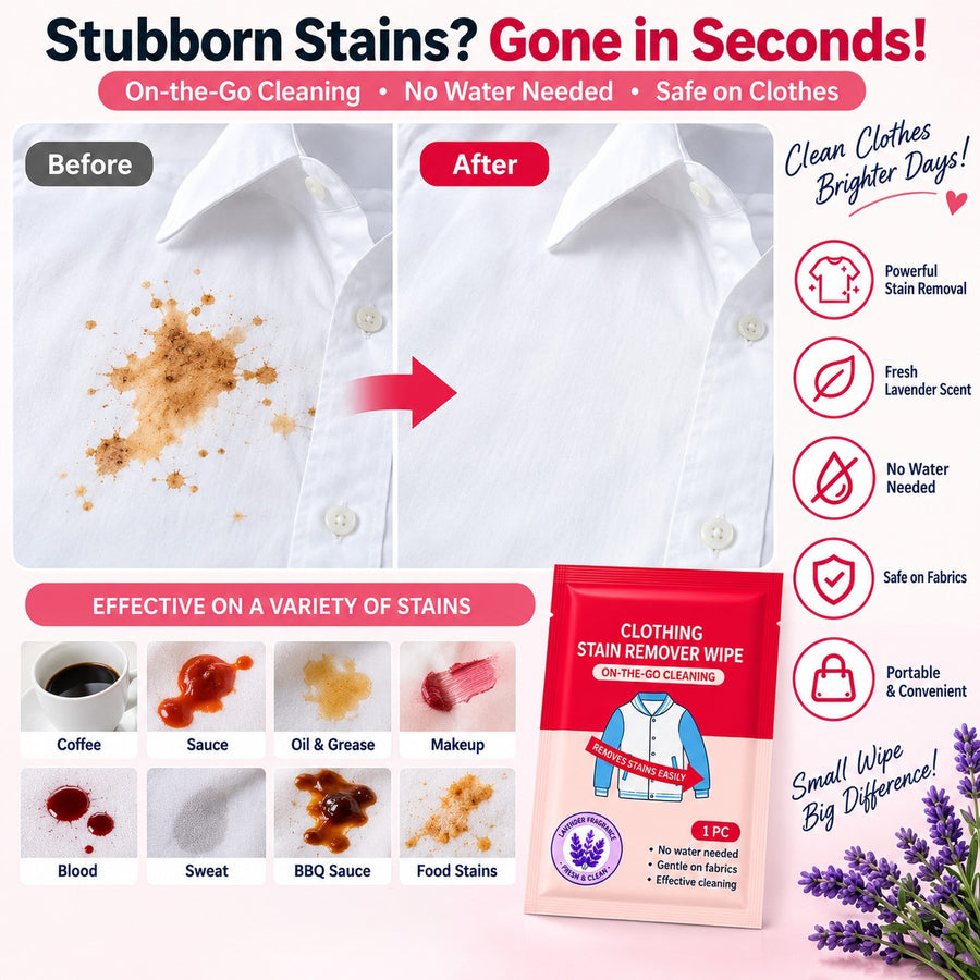 Clothing Stain Remover Wipes Portable 64 PCS