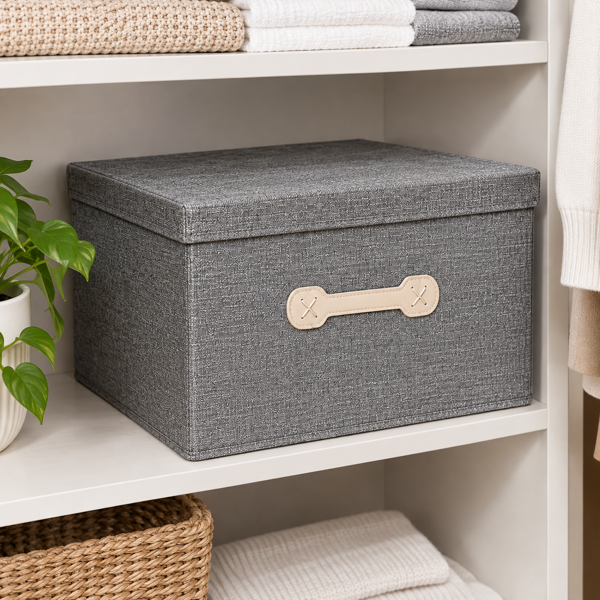Foldable Fabric Storage Box with Lid