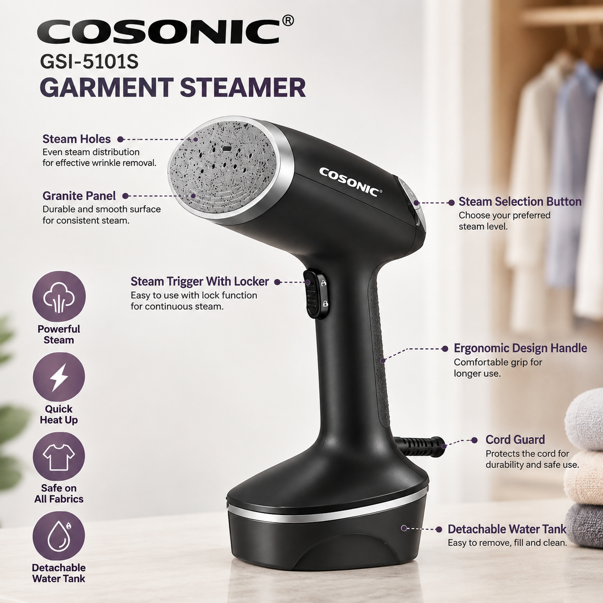 COSONIC 3000W Handheld Garment Steamer