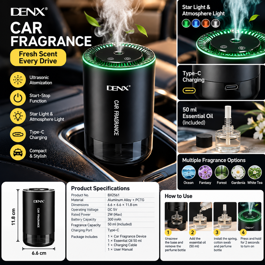 DENX Rechargeable Car Fragrance Diffuser