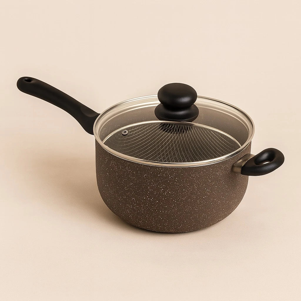 BAROLY 24cm Granite Shape Cookware Casserole Pot Non Stick Cooking Pot with Lid and Basket