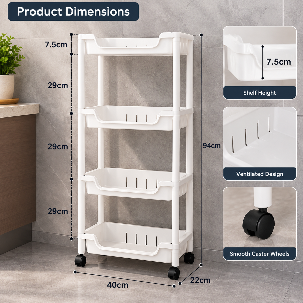 4 Tier Kitchen Bathroom Organizer Rack
