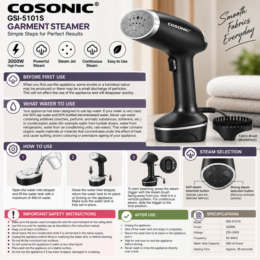 COSONIC 3000W Handheld Garment Steamer