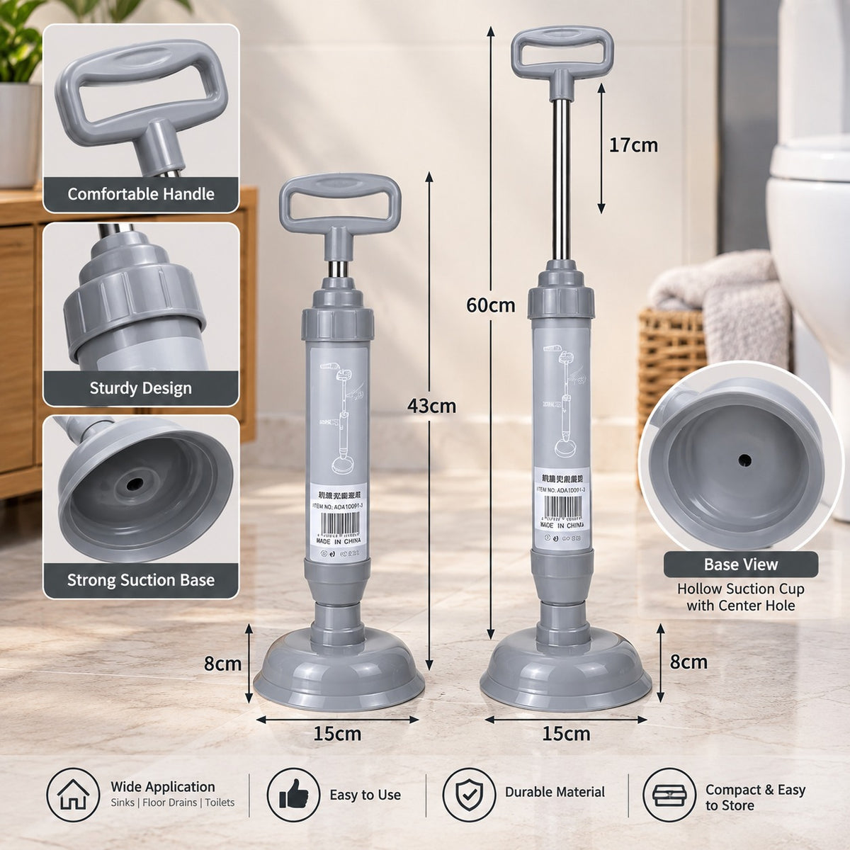 Manual Vacuum Suction Drain Unblocker Pump