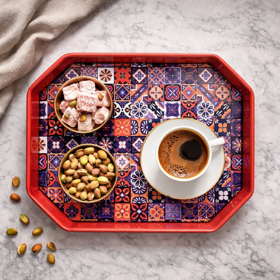 Turkish Rectangular Metal Serving Mandala Tray