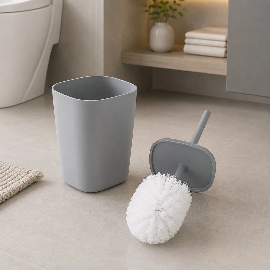 6 Piece Plastic Bathroom Accessories Set with Trash Bin Soap Dispenser Toothbrush Holder Tumbler Soap Dish and Toilet Brush