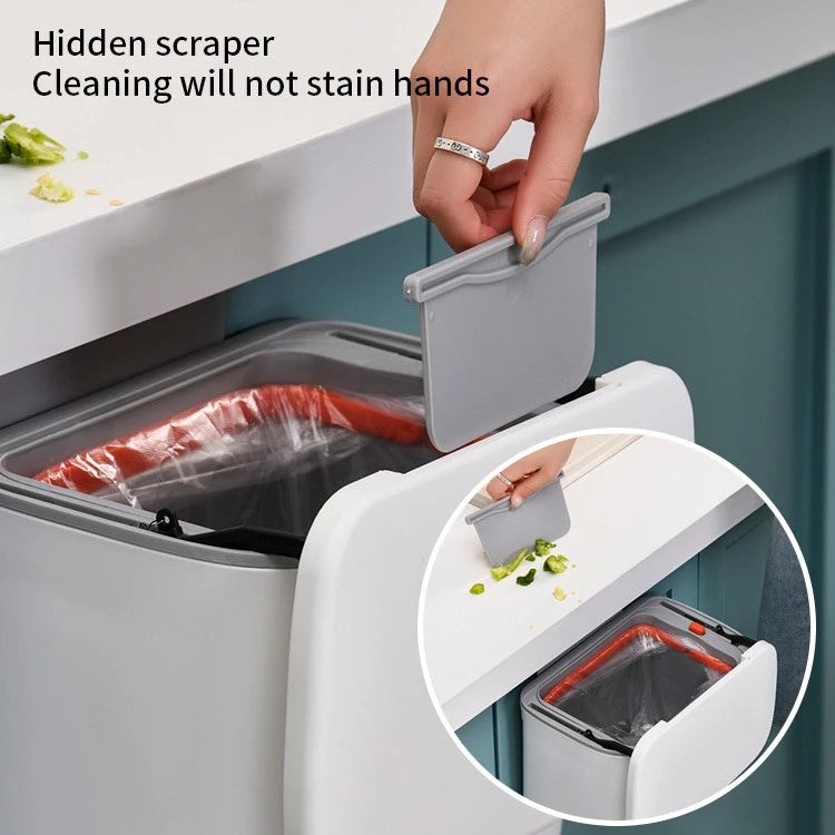 Wall Hanging Kitchen Trash Bin with Lid Cabinet Hanging Garbage Bin Wall Mounted Waste Bin Plastic Trash Can with Adhesive Holder