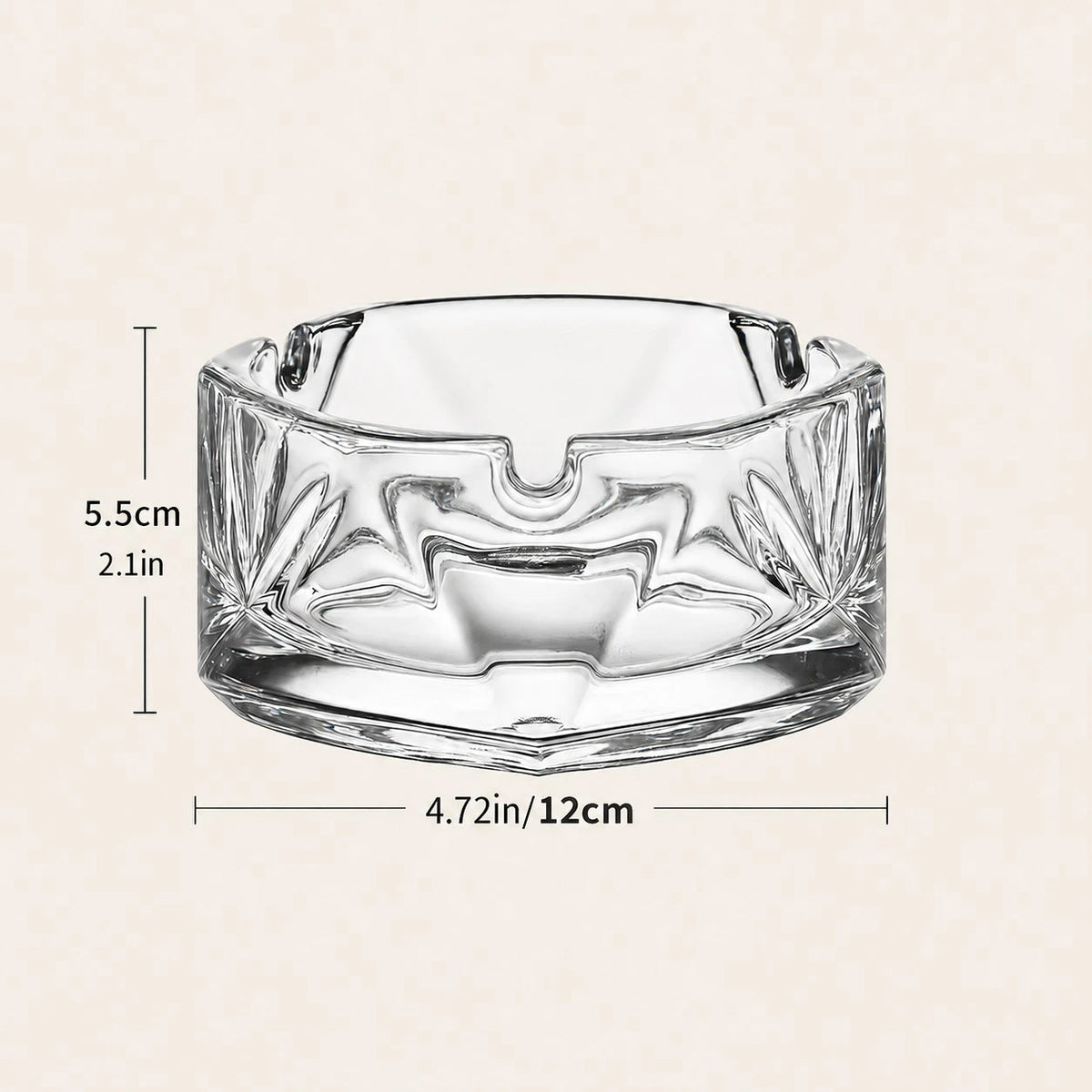 Clear Crystal Glass Ashtray 12 cm | Heavy Duty Transparent Cigarette Ashtray - Image 3