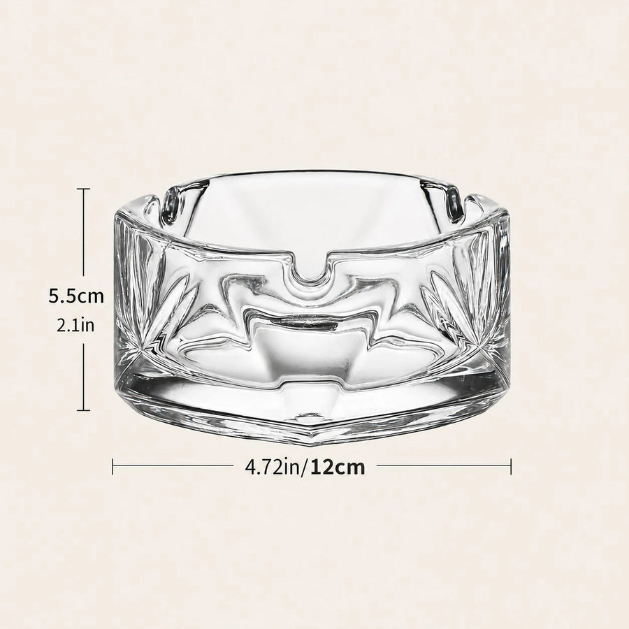 Clear Crystal Glass Ashtray 12 cm Heavy Duty Transparent Cigarette Ashtray