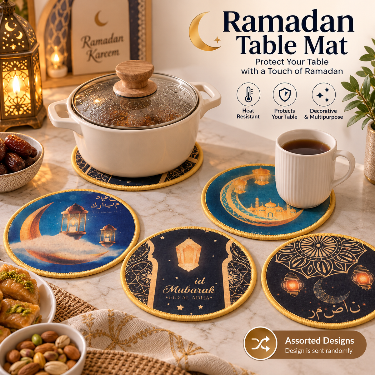 Ramadan Eid Round Heat Resistant Table Mat