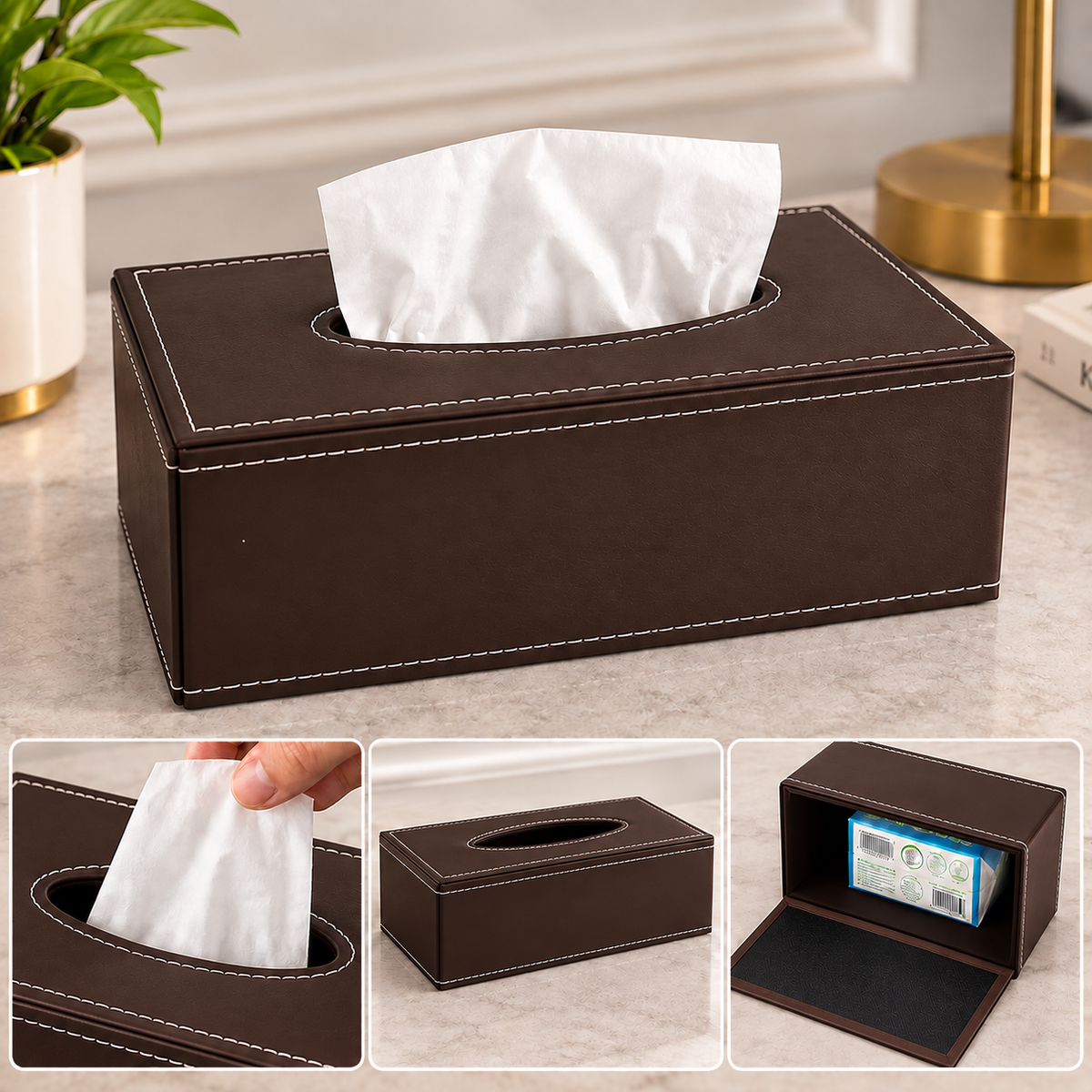 PU Leather Rectangular Tissue Box