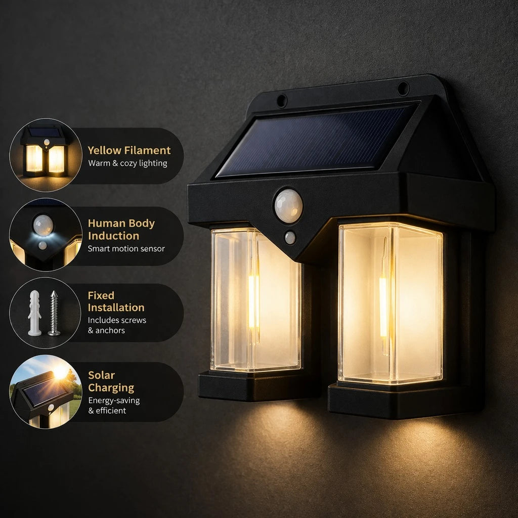 Solar lamp Outdoor lamp Wall lamp Light Motion Sensor LED lamp Waterproof Lamp 3 Lighting Modes Garden lamp