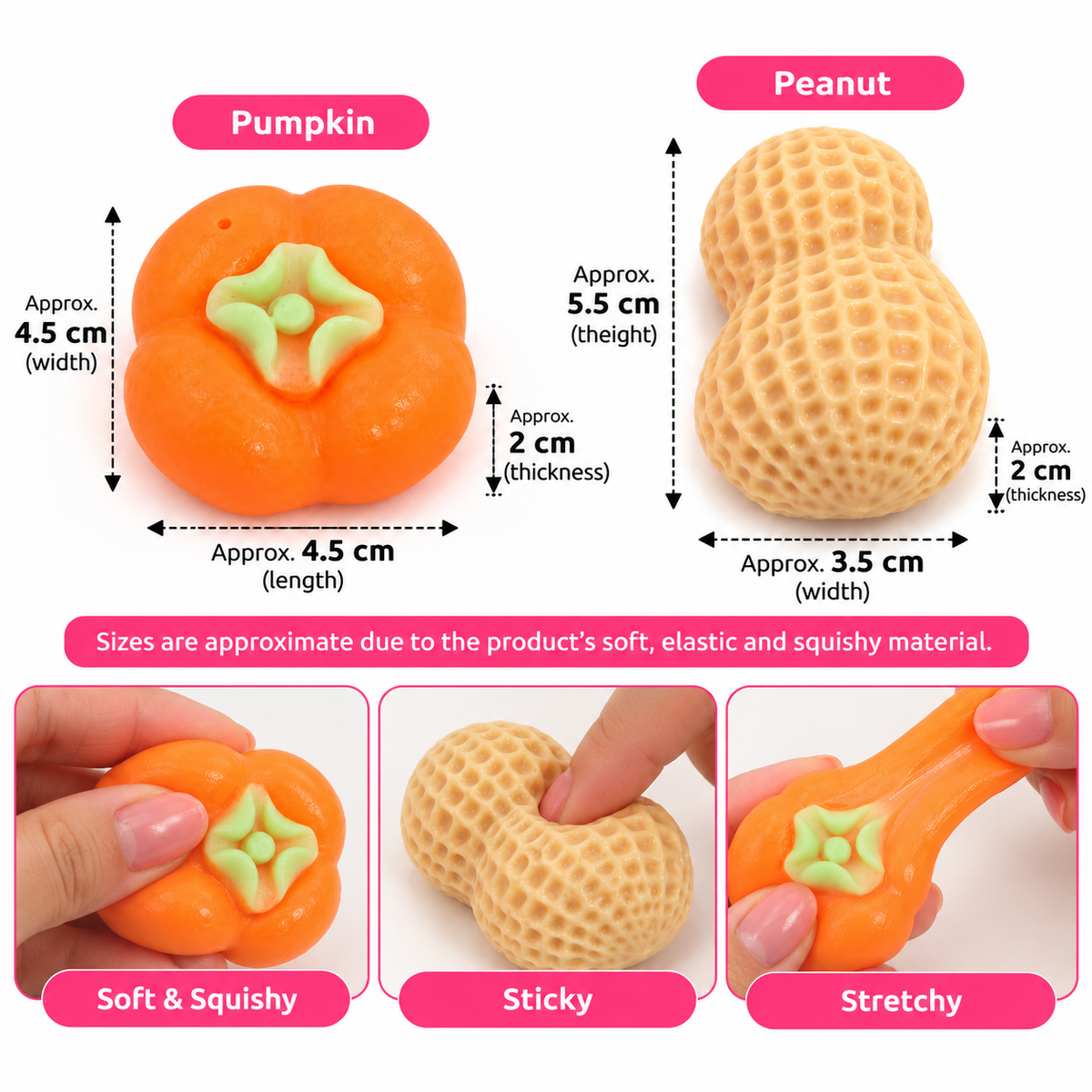 Mini Pumpkin & Peanut Sticky Squishy Toy