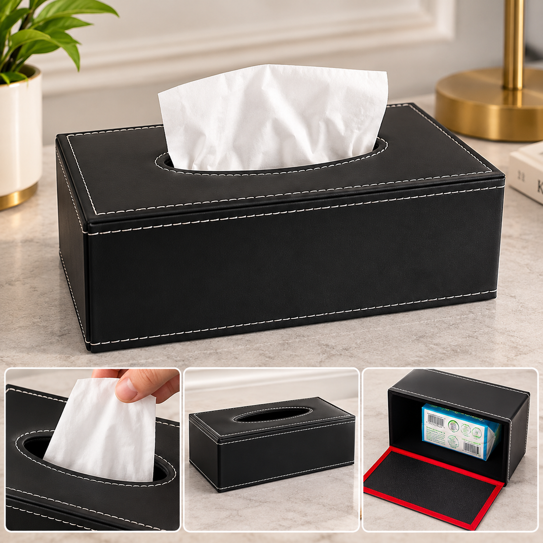 PU Leather Rectangular Tissue Box